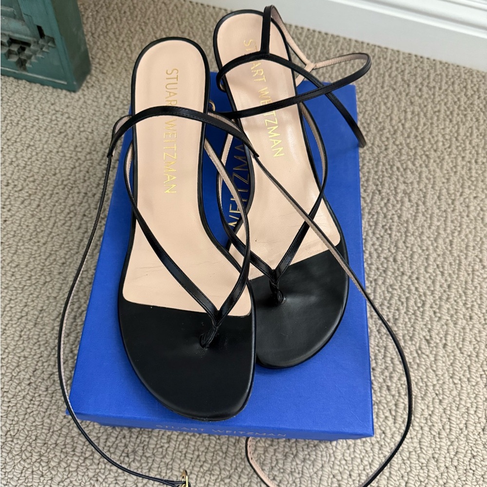 Stuart Weitzman Black Minimalist Sandals